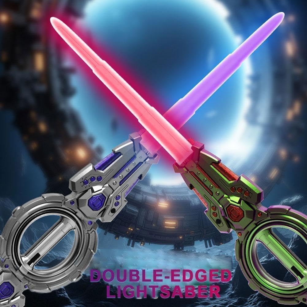 Fire Spiral LED Light Sword Toy for Kids | Double-Edged Rotating Action Sword with Sound & Lights