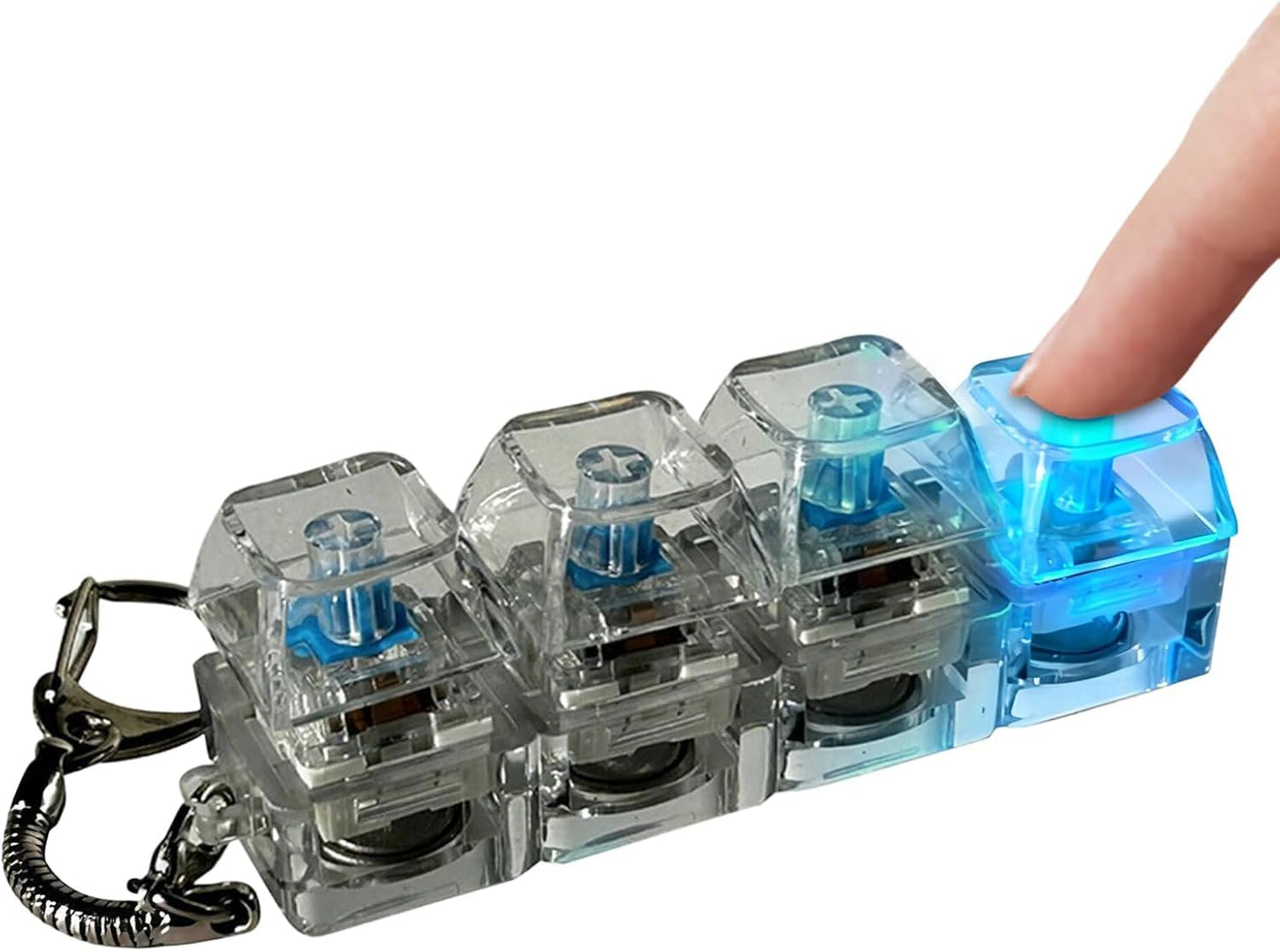 Mechanical Keyboard Switch Fidget Keychain – 4 Key Click Stress Relief Toy | Clicky Desk Gadget