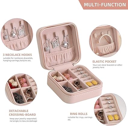 Mini PU Leather Zipper Portable Storage Box