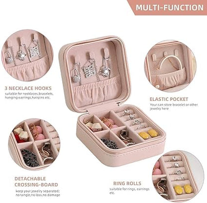 Mini PU Leather Zipper Portable Storage Box