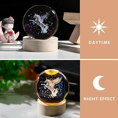 3D Galaxy Crystal Ball Night Lamp, Solar System Crystal Ball Night Light