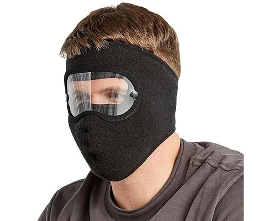 Windproof Winter Face Mask with Clear Visor – Warm, Soft & Full Protection Mask
