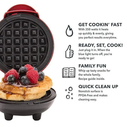 Compact Non-Stick Waffle Maker – Electric Round Waffle Machine for Home