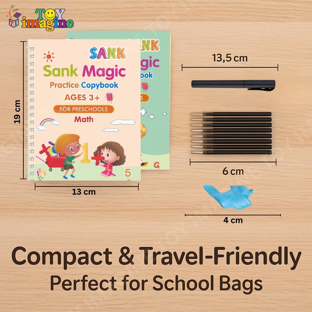 Magic Practice Copybook Set for Kids with Reusable Pen & Ink – Handwriting, Math & Drawing Learning Kit