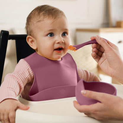 6 PCS Silicone Baby Feeding Set | BPA Free Baby Dinner Set with Bib, Plate, Bowl, Cup & Spoon