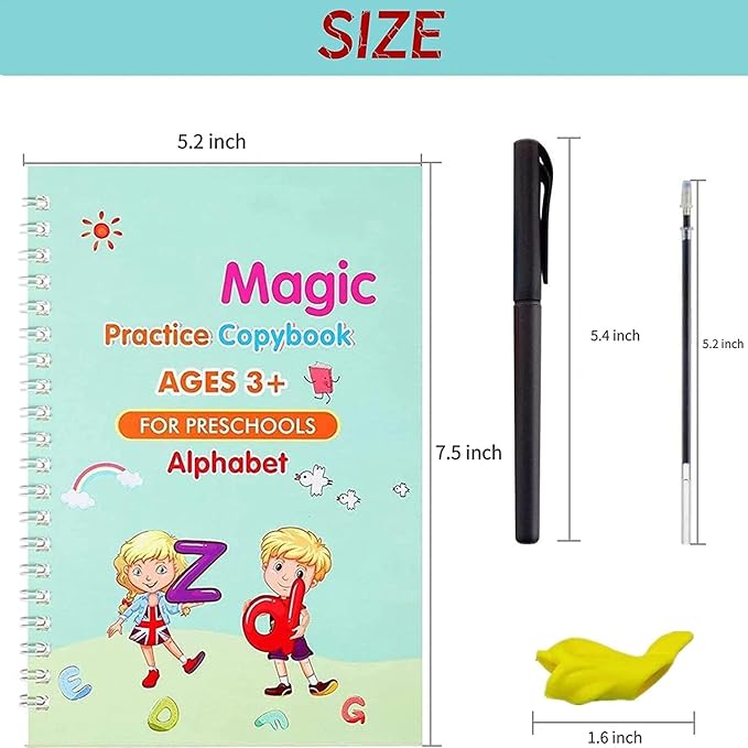 Magic Practice Copybook Set for Kids with Reusable Pen & Ink – Handwriting, Math & Drawing Learning Kit