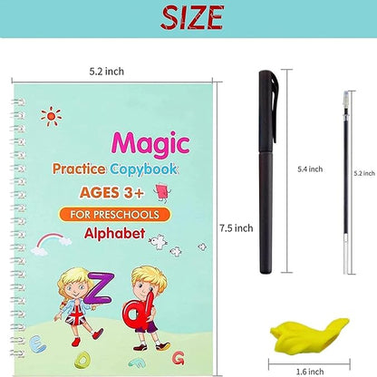 Magic Practice Copybook Set for Kids with Reusable Pen & Ink – Handwriting, Math & Drawing Learning Kit