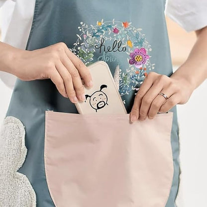Waterproof Kitchen Apron for Women | PVC Cooking Apron with Front Pocket & Hand Wipe Panel