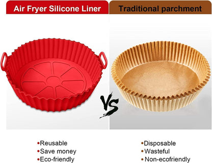 Reusable Silicone Air Fryer Liners Set of 6 | Non-Stick Heat Resistant Food Grade Silicone Air Fryer Pots