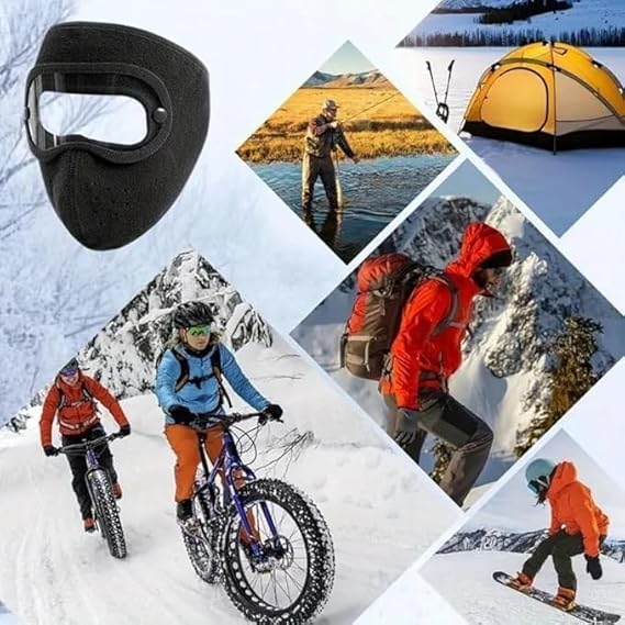 Windproof Winter Face Mask with Clear Visor – Warm, Soft & Full Protection Mask
