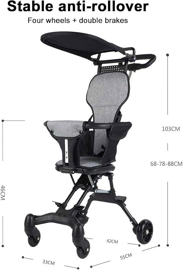 Foldable Baby Stroller with Canopy – Lightweight Compact Kids Travel Pram with Safety Seat & Storage Basket
