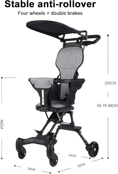 Foldable Baby Stroller with Canopy – Lightweight Compact Kids Travel Pram with Safety Seat & Storage Basket