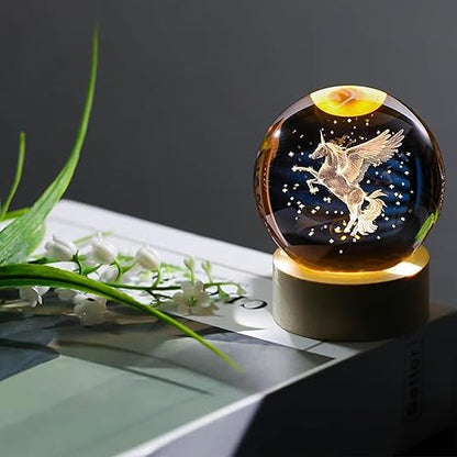 3D Galaxy Crystal Ball Night Lamp, Solar System Crystal Ball Night Light