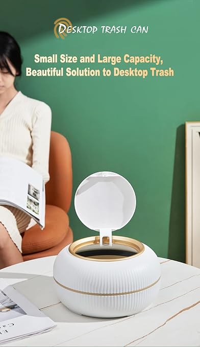 Luxury Round Desktop Dustbin with Lid – Modern Minimal Design (New Round Shape)