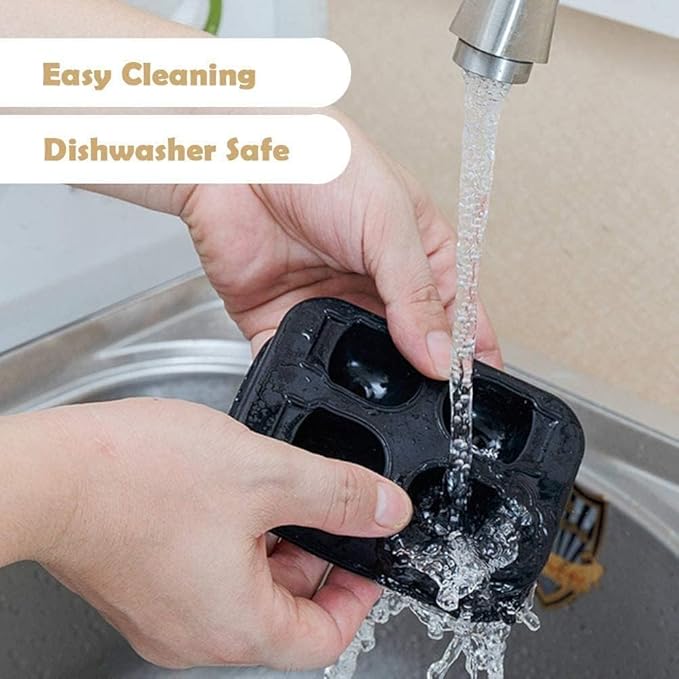 Premium 3D Skull Silicone Ice Mold | 4 Giant Skull Ice Cube Maker for Drinks, Whiskey & Cocktails