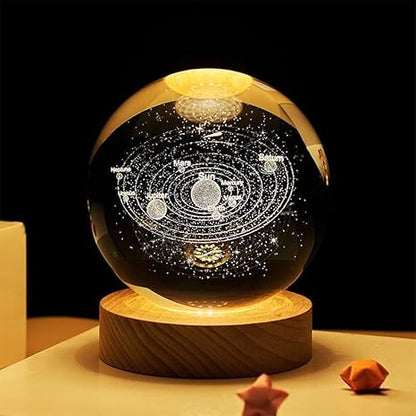3D Galaxy Crystal Ball Night Lamp, Solar System Crystal Ball Night Light