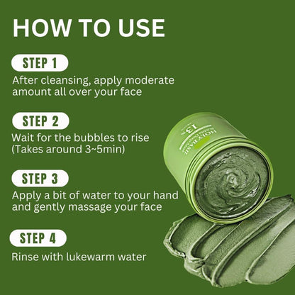Holy Basil Bubble Deep Mask 90g Korean Clay Wash Off Pack for Pore Cleansing & Blackhead Removal