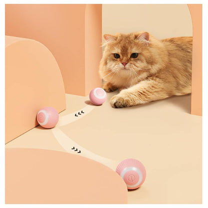 Automatic Cat Teaser Ball USB Rechargeable Automatic Rolling Cat Toy Ball with LED Light