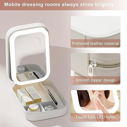 Portable LED Makeup Mirror Jewellery Storage Box