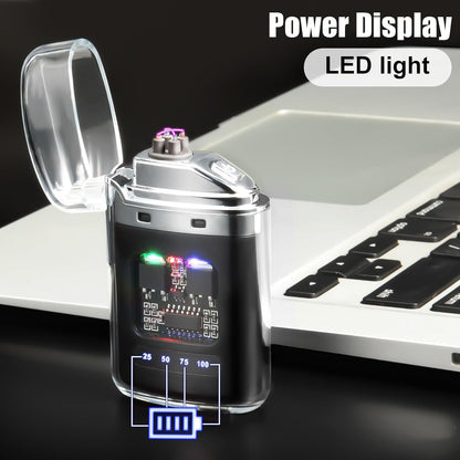 Rechargeable Dual Arc Plasma Lighter with LED Display – Windproof USB Electric Lighter