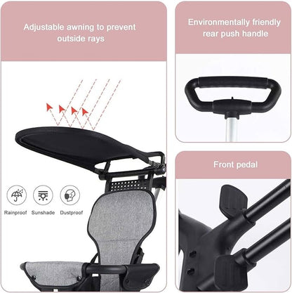 Foldable Baby Stroller with Canopy – Lightweight Compact Kids Travel Pram with Safety Seat & Storage Basket