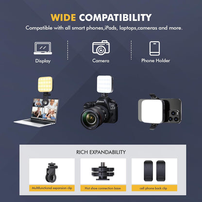 LED Pocket Video Mobile Light RGB | Rechargeable Mini LED Camera Light for Video & Photography
