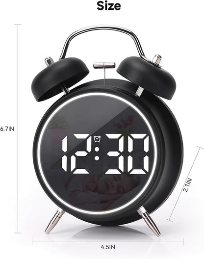 Twin Bell LED Digital Alarm Clock with Night Light Display