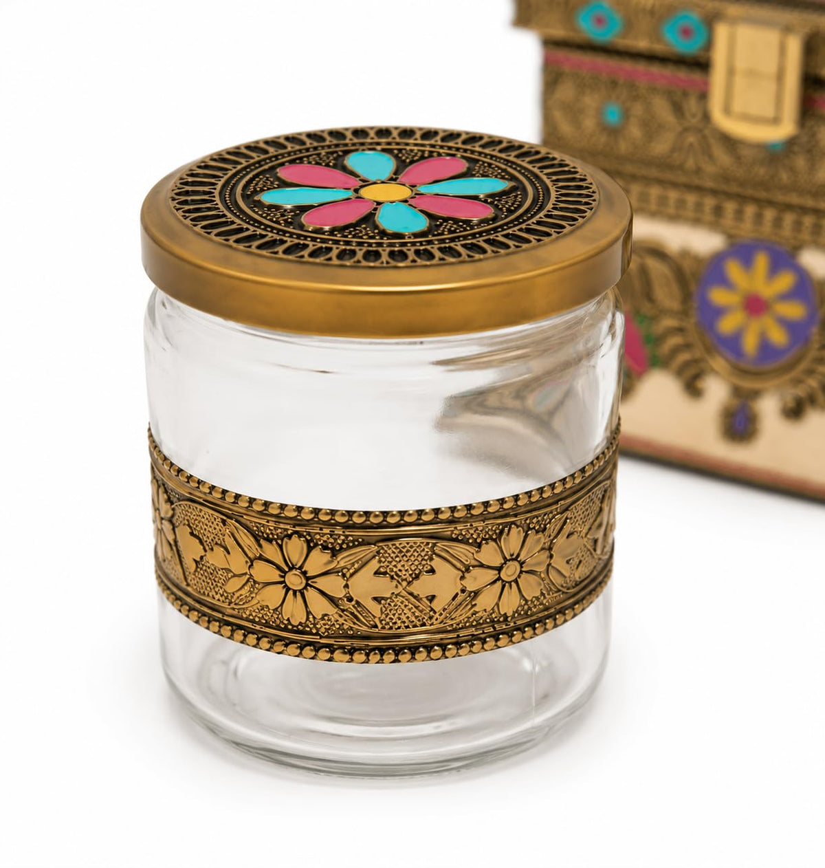 Decorative Flower Mukhwas Dani with 1 Jar | Premium Mukhwas Storage Box