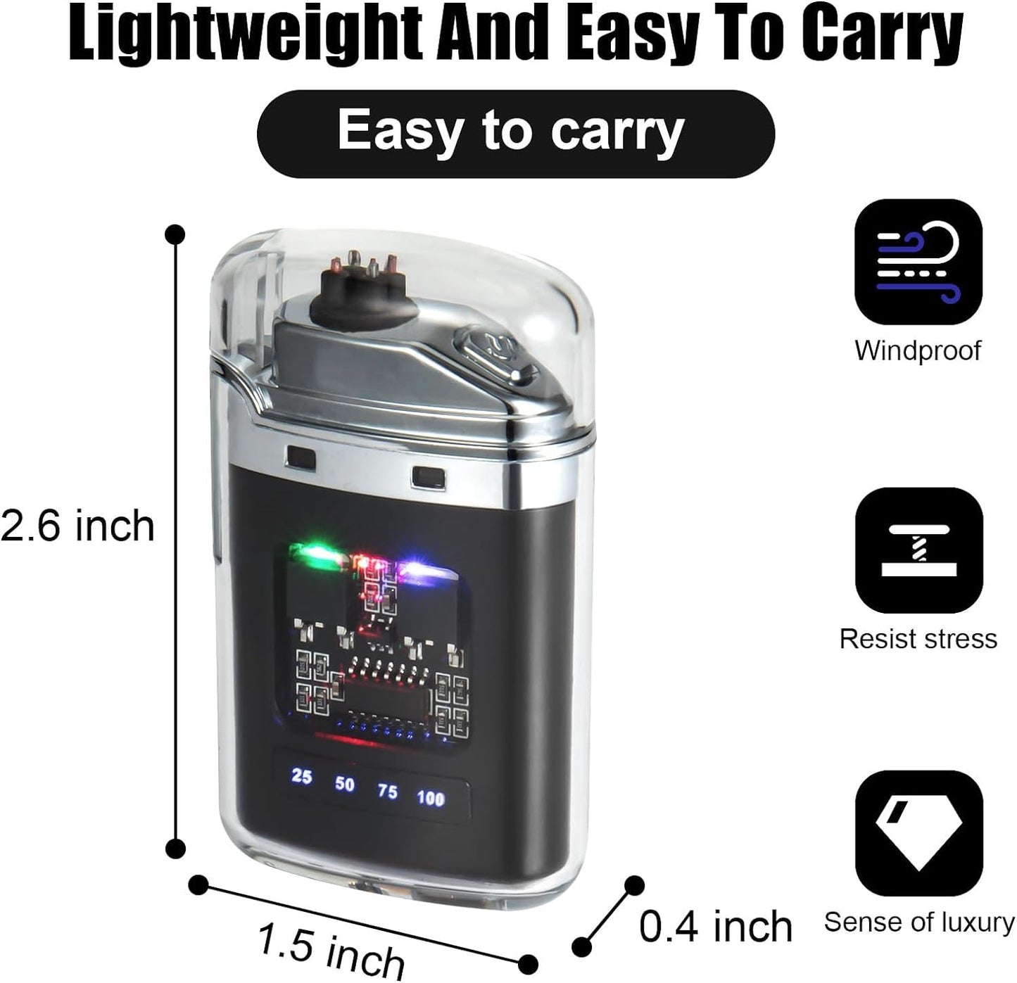 Rechargeable Dual Arc Plasma Lighter with LED Display – Windproof USB Electric Lighter