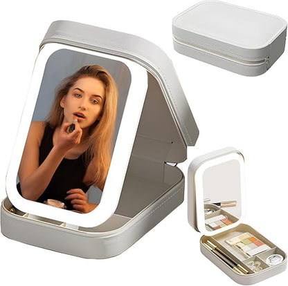 Portable LED Makeup Mirror Jewellery Storage Box