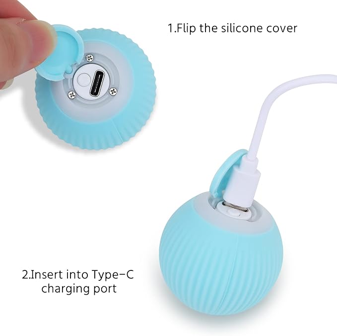 Automatic Cat Teaser Ball USB Rechargeable Automatic Rolling Cat Toy Ball with LED Light