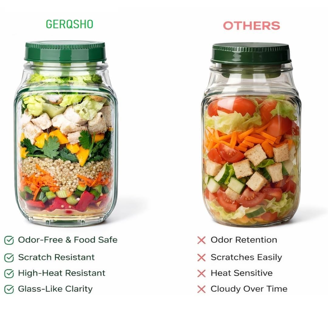 Leakproof Salad Jar Container with Dressing Cup