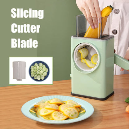 4-in-1 Rotary Mandoline Slicer & Grater – Multi-Function Vegetable Cutter with 3 Stainless-Steel Drum Blades