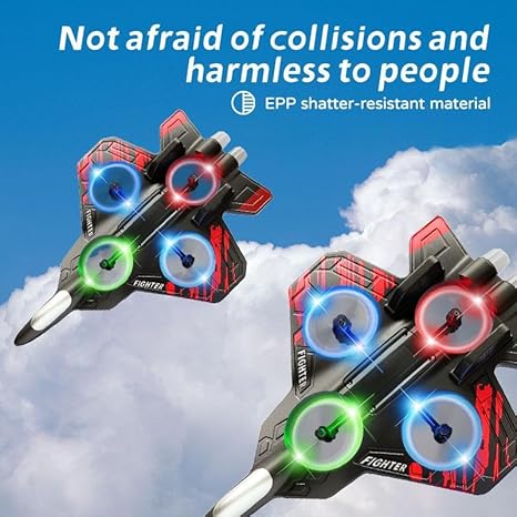 Fighter Jet Style RC Drone Toy with Remote Control & LED Lights for Kids