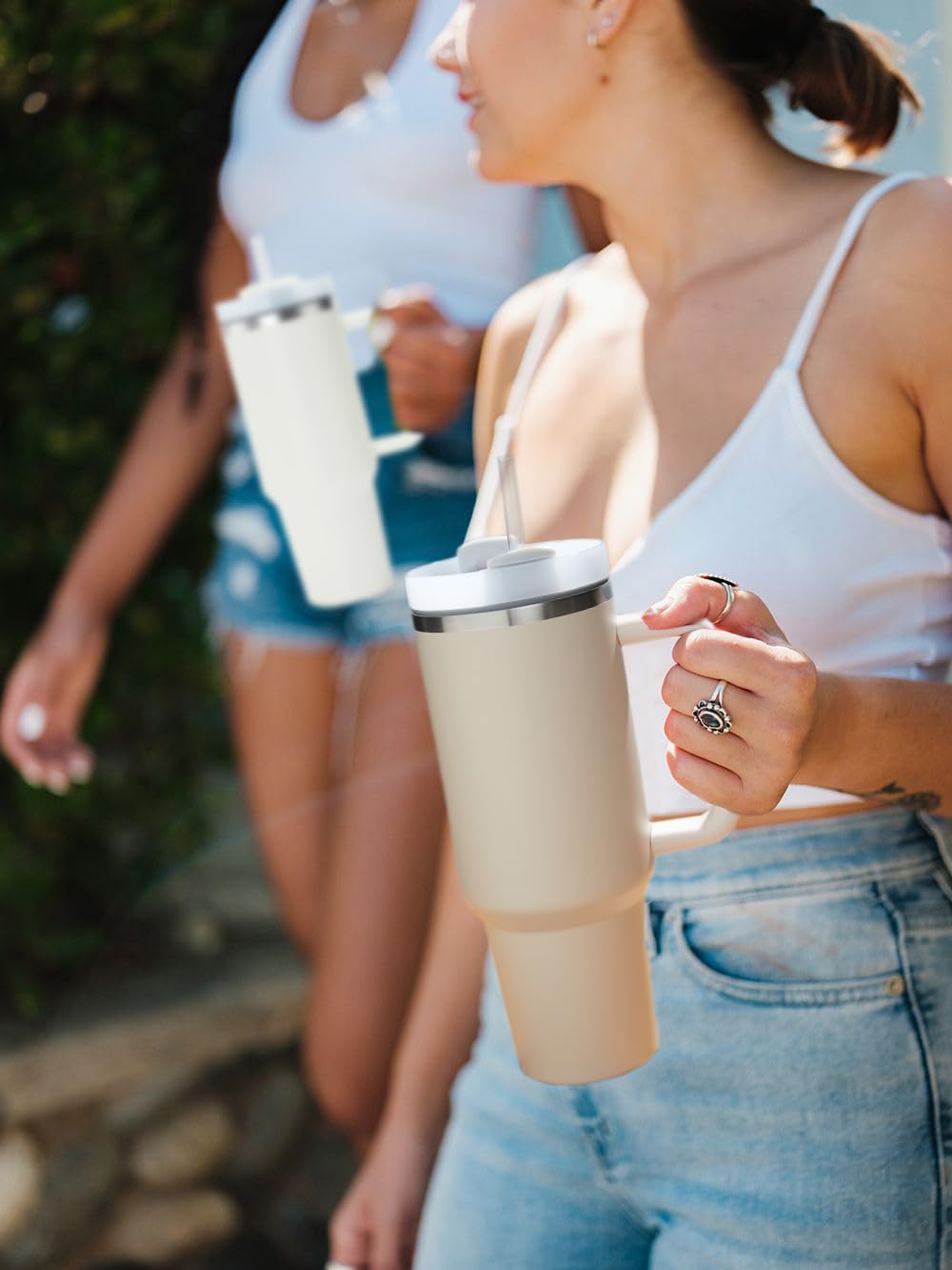 1200ML Stainless Steel Insulated Tumbler Cup with Handle and Straw
