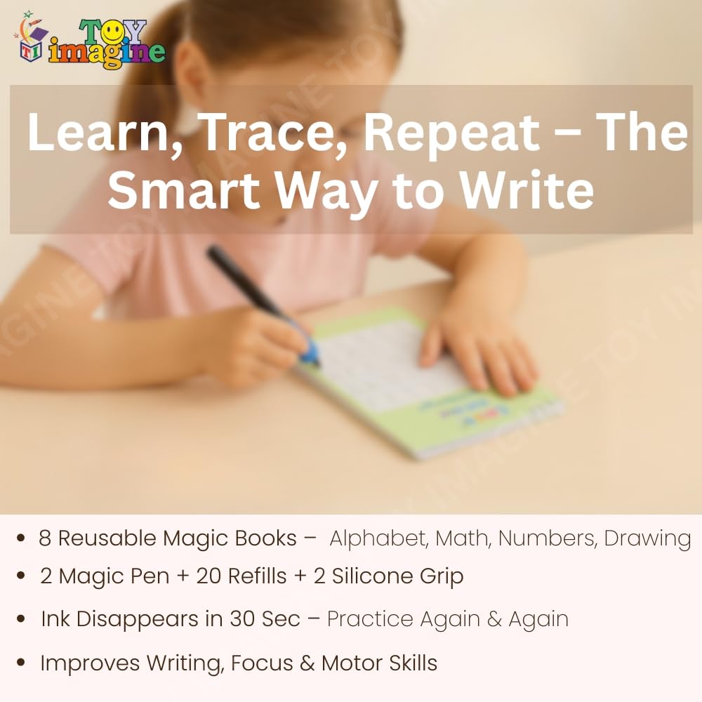 Magic Practice Copybook Set for Kids with Reusable Pen & Ink – Handwriting, Math & Drawing Learning Kit