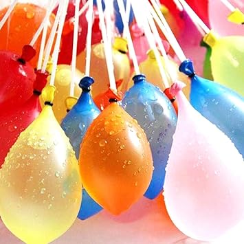 111 Quick Fill Self-Tying Water Balloons – Multicolor Holi Balloons with Tap Adapter (3 Bunch Pack)