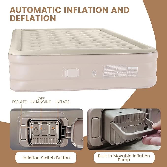 Single Size Inflatable Air Bed with Built-in Air Pump