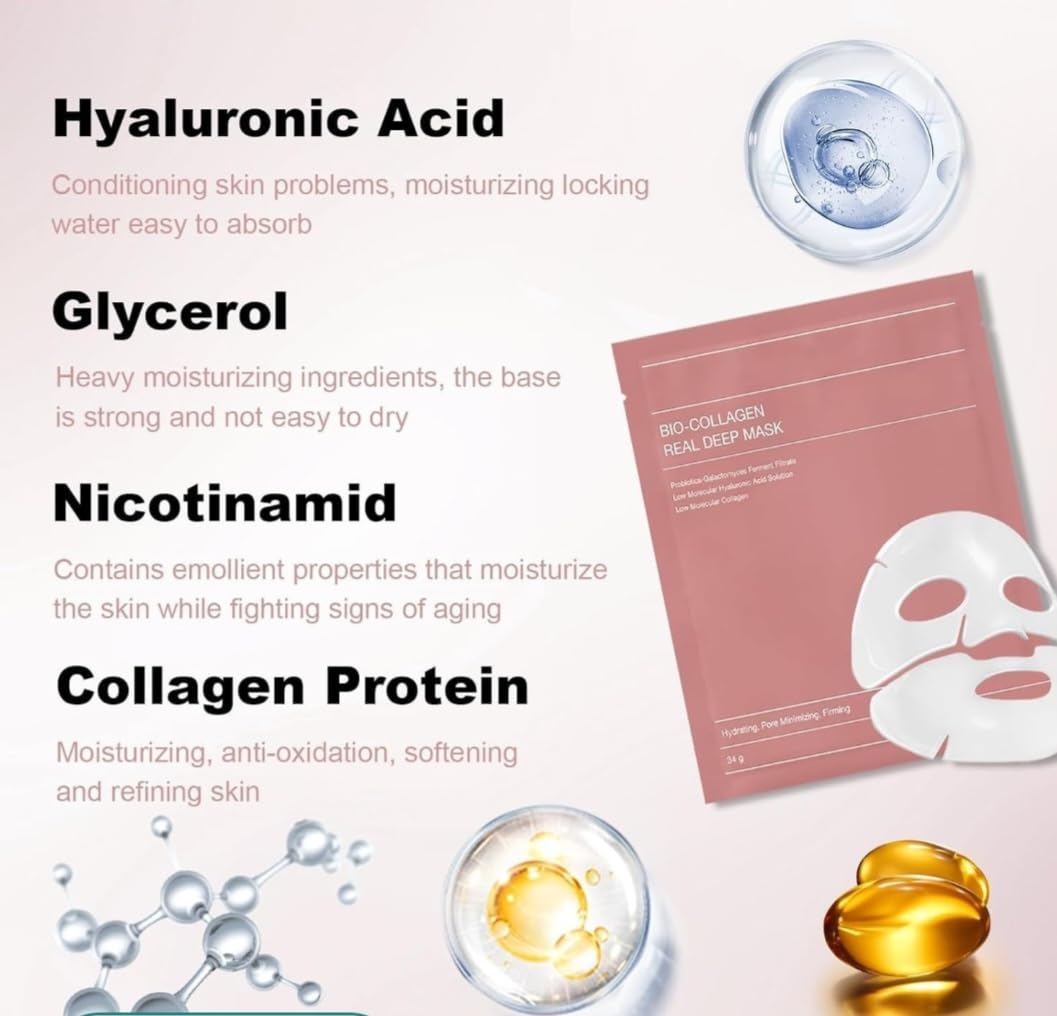 Bio-Collagen Real Deep Mask – Korean Glass Skin Hydrating Hydrogel Face Mask (Pack of 1)
