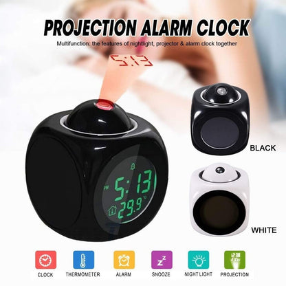 LCD Projection Alarm Clock with LED Display – Digital Time Projector & Temperature Display