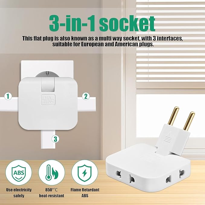 3 in 1 Rotatable Plug Adapter | Foldable Multi Socket Adapter