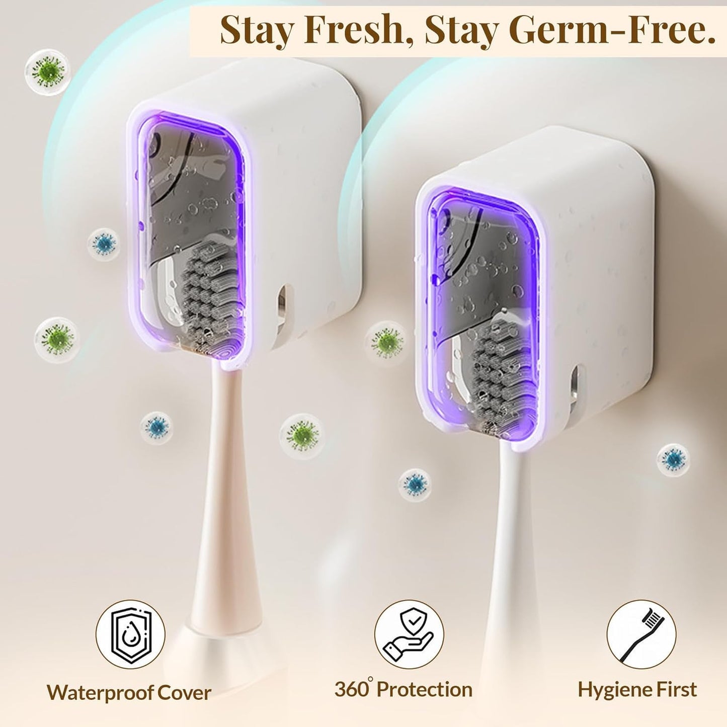 Toothbrush Holder with Dustproof Clear Window (Pack Of 4) | Wall Mounted Toothbrush Organizer for Bathroom