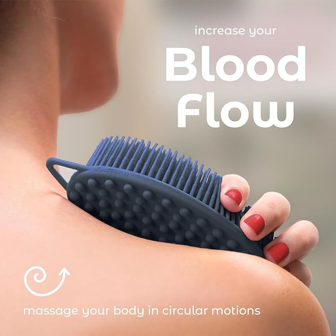 2 in 1 PRO Exfoliating Silicone Body Brush | Shower Bath Brush with Head Scrubber & Scalp Massager