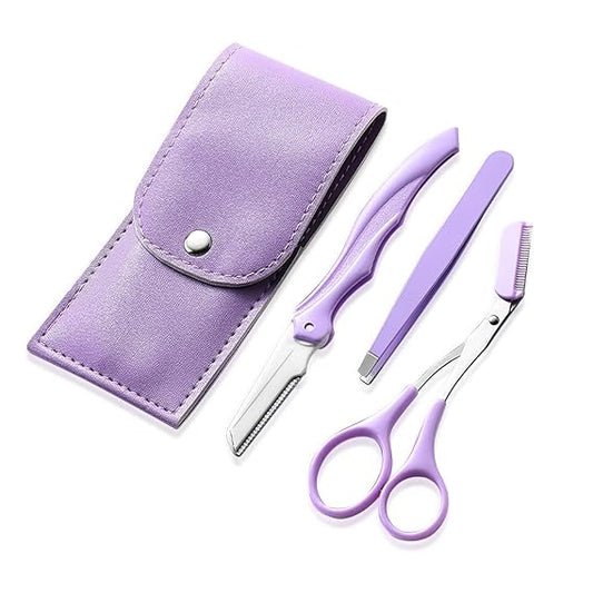 3-in-1 Eyebrow Grooming Kit | Eyebrow Razor, Scissor Comb & Tweezer Set