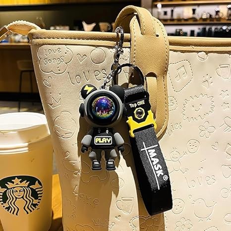 Space Astronaut Keychain with LED Light – Cute Spaceman Keyring for Car, Bike, Bags