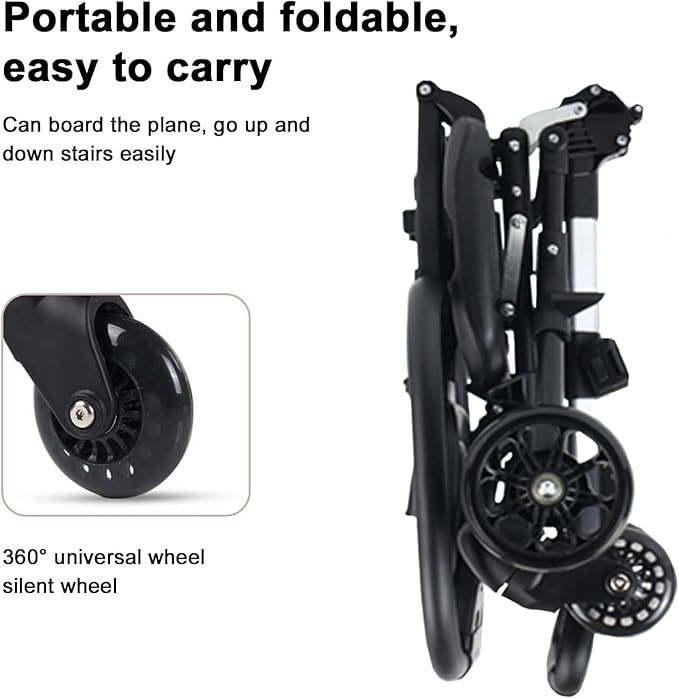 Foldable Baby Stroller with Canopy – Lightweight Compact Kids Travel Pram with Safety Seat & Storage Basket