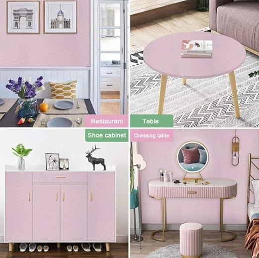 Marble Self Adhesive Design WallPaper(45X500 CM) (Pink Flower)