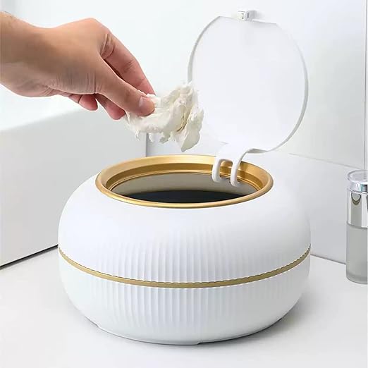 Luxury Round Desktop Dustbin with Lid – Modern Minimal Design (New Round Shape)