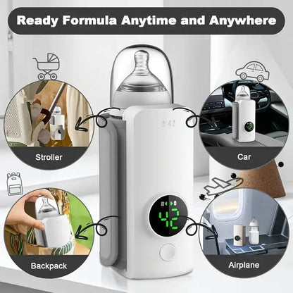 Portable Rechargeable Baby Milk Warmer Bottle with Digital Display | USB Travel-Friendly