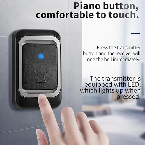 Wireless Doorbell Kit Black Color | Remote Door Bell with Receiver | Smart Home Door Chime